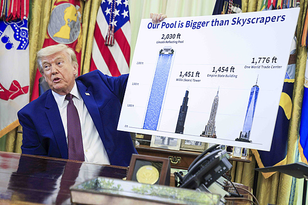Přebarvení „bazénu“ v D.C. finišuje. Je delší než mrakodrapy, chlubí se Trump