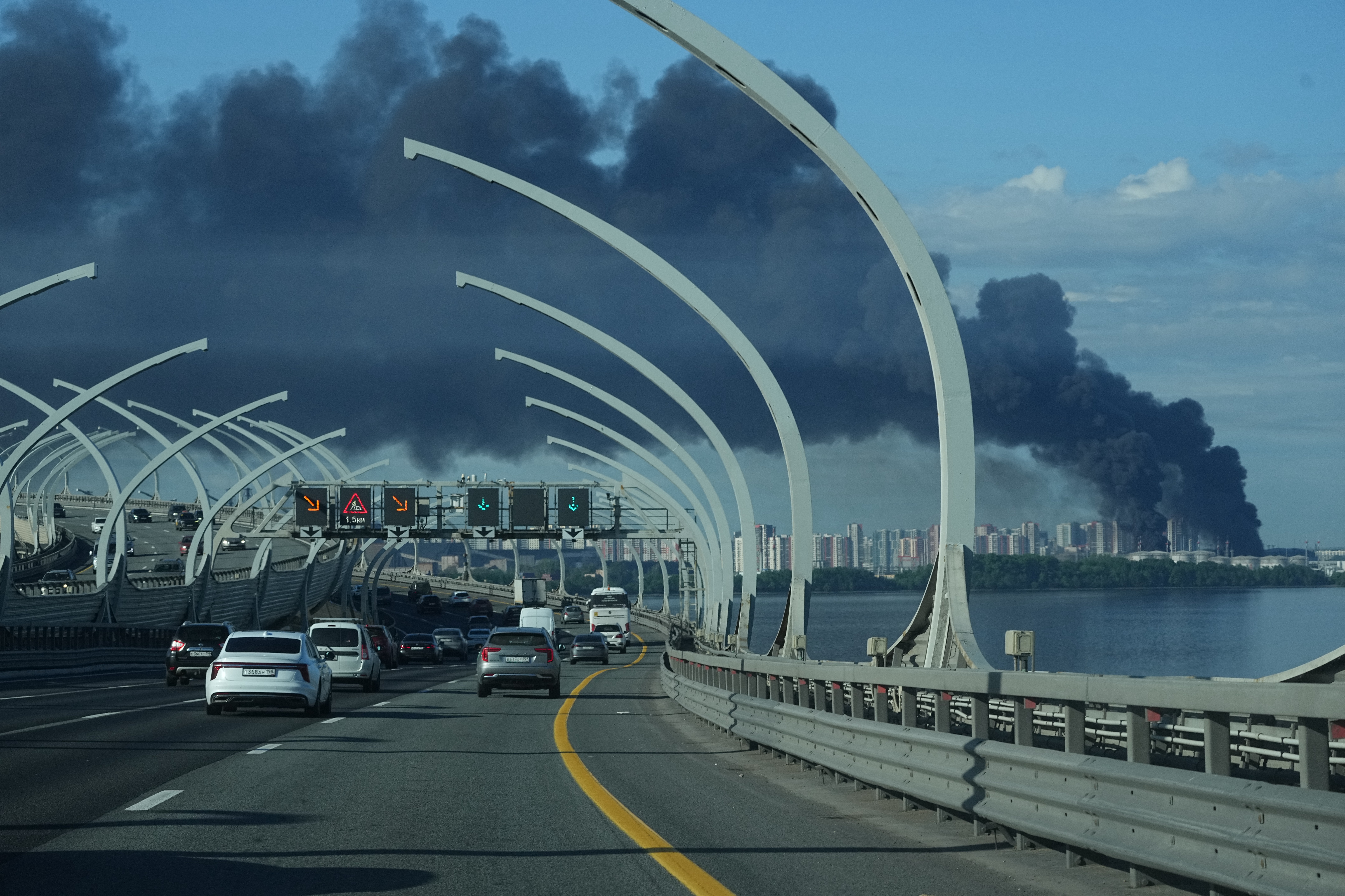 Ukrainian drones hit St. Petersburg oil terminal before city hosts Russian economic forum