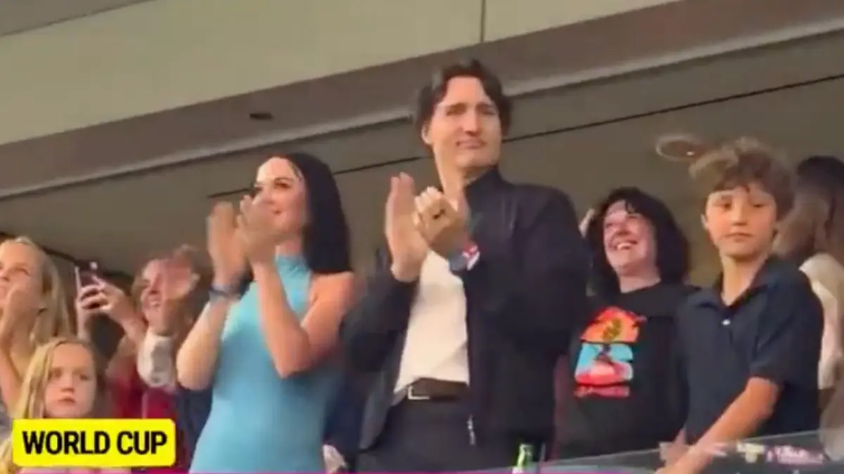 Katy Perry Goes Braless in Tight Dress During World Cup Date Night With Boyfriend Justin Trudeau: Watch