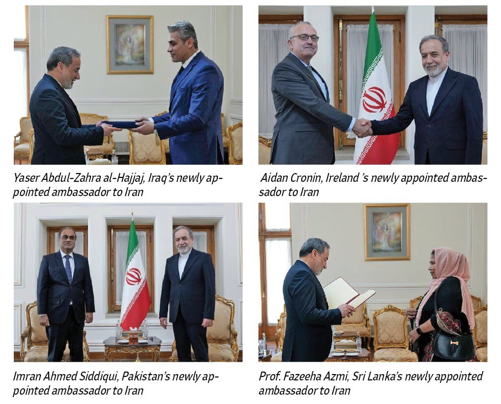 New ambassadors of Pakistan, Iraq, Sri Lanka, and Ireland present credentials to Iran’s FM
