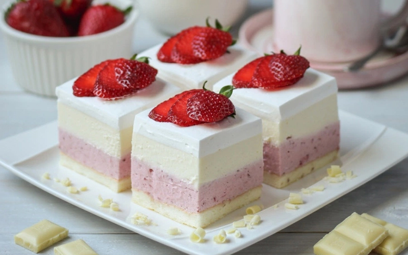 Kremasta fantazija: Kocke sa jagodama i čokoladom