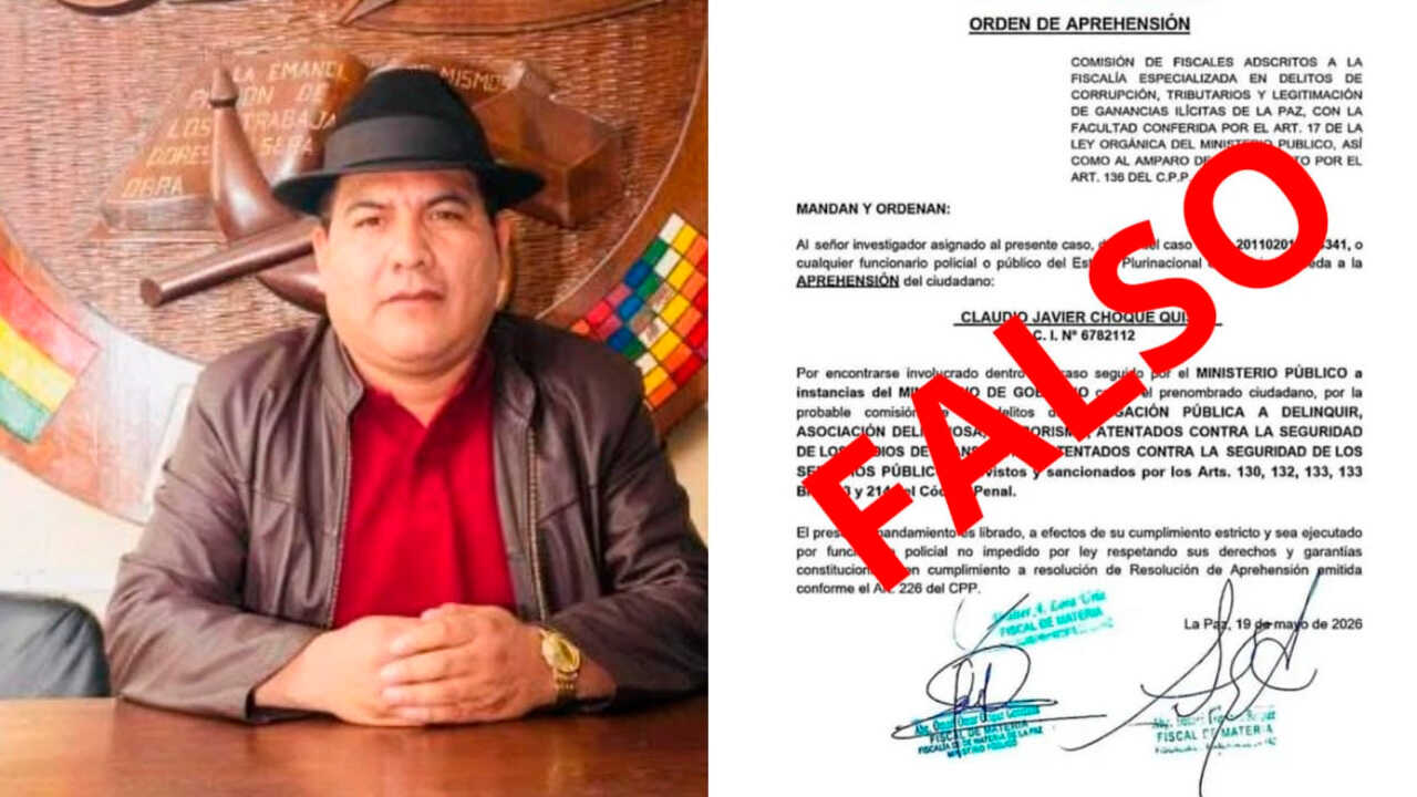 Fiscalía aclara que no existe orden de aprehensión contra dirigente de la COB
