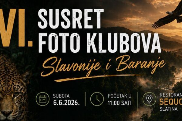 U sklopu 6. Susreta Foto klubova Slavonije i Baranje, Foto video klub Slatina ove će subote ugostit Gorana Šarafeka, jednog od najistaknutijih hrvatskih fotografa prirode