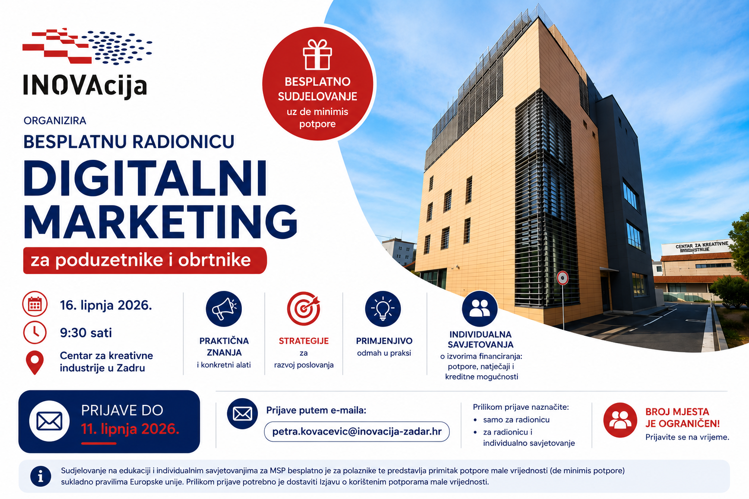 INOVACIJA Besplatna radionica o digitalnom marketingu za poduzetnike i obrtnike