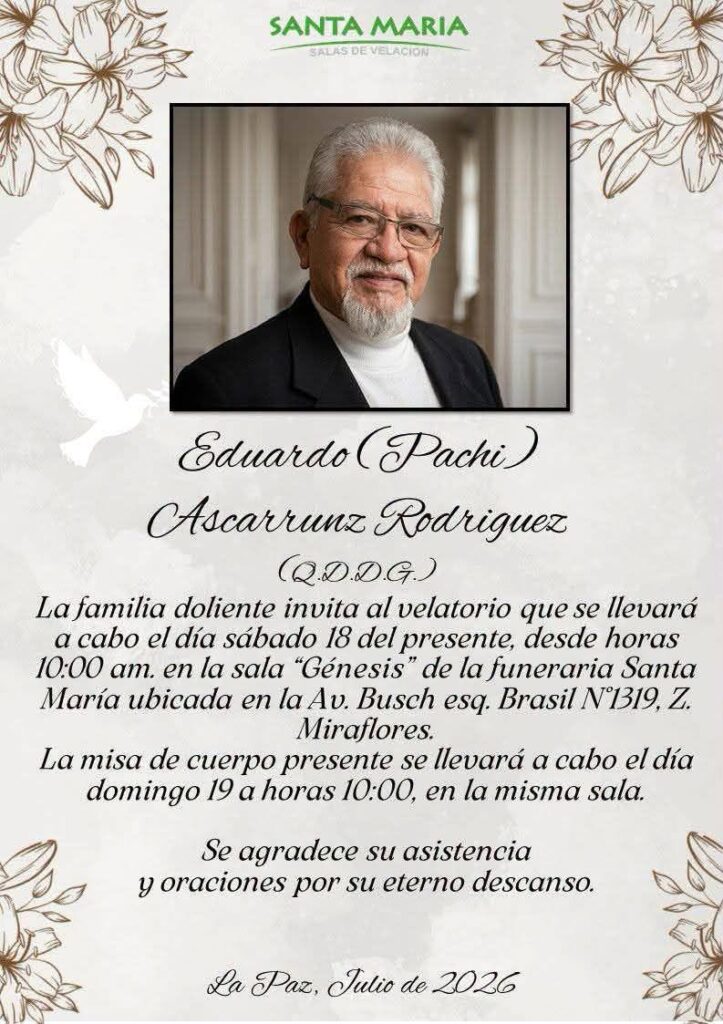 Fallece Eduardo «Pachi» Ascarrunz, reconocido periodista, cineasta y escritor