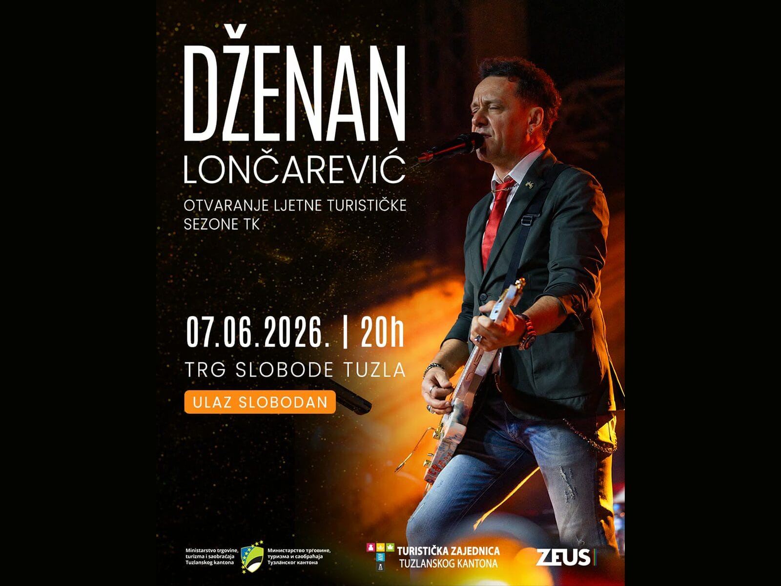 Koncert Dženana Lončarevića 7. juna na Trgu slobode u Tuzli
