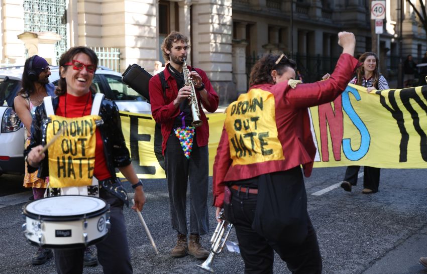 Photos: Trans rights counter protesters dwarf transphobic rally