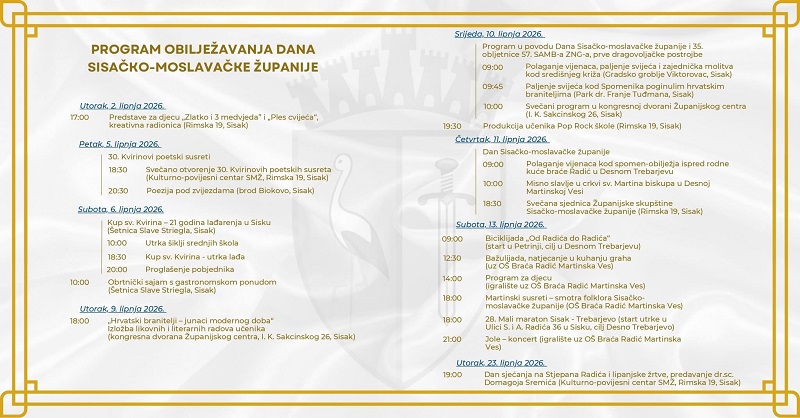 Donosimo program obilježavanja Dana Sisačko-moslavačke županije