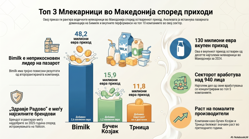 Najdobrite makedonski mlekari zarabotile 165 milioni evra